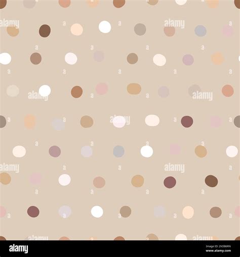 Seamless Neutral Polka Dots Pattern Brown Hand Drawn Circles On Beige Background Abstract