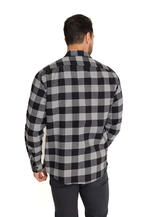 Compre Camisa de Flanela Masculina Clássica Xadrez Preta na Olimpo