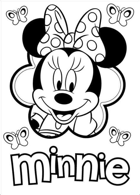 Coloriage Minnie Mouse et Papillons télécharger et imprimer gratuit