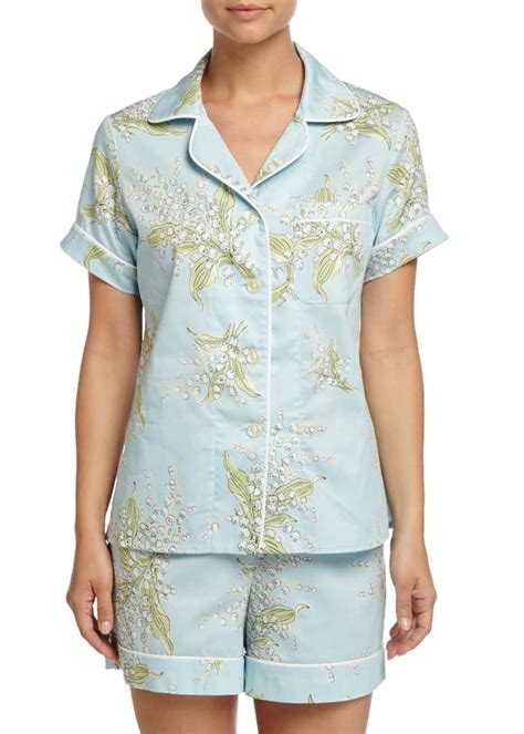 Bedhead Pajamas Lily Of The Valley Shorty Pajama Set Turquoise