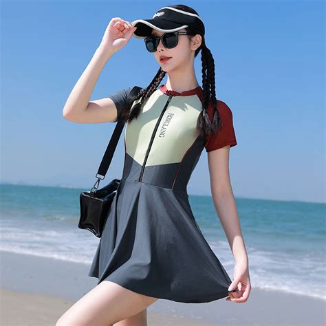 Swimsuit Women S Cover Belly Slimmer Look One Piece Boxer Swimming Pool Conservative Hot