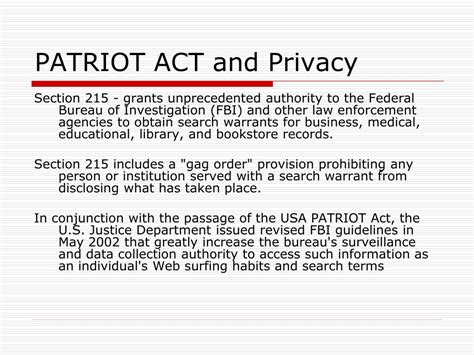 Ppt The Patriot Act And Ecpa Week 5 Powerpoint Presentation Id 5758174