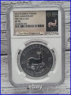 South Africa Oz Silver Krugerrand Th Anniversary Ngc Sp