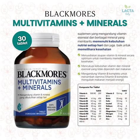 Jual Blackmores Multivitamins Minerals Tablet Bpom Kalbe