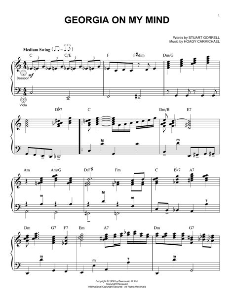 Ray Charles Georgia On My Mind Sheet Music For Accordion Download Pdf 434564