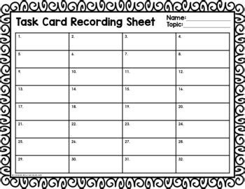 Free Blank Task Card Recording Sheets By Teaching With A Mountain View