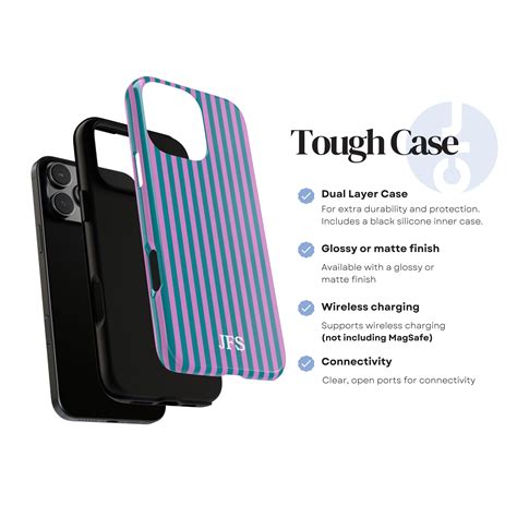 Personalized Monogram Phone Case Stripes Initials iPhone 16 15 14 13 12