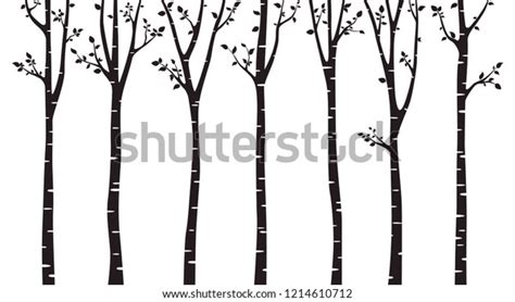 Birch Tree Silhouette Stock Vector (Royalty Free) 1214610712