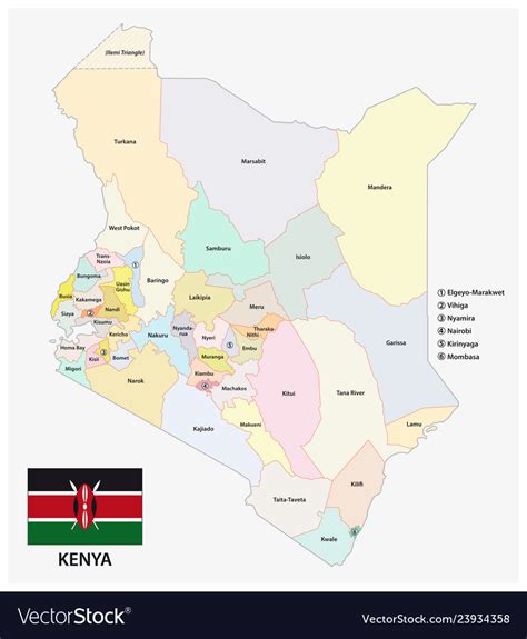 Kenya Administrative And Political Map The Vector Image