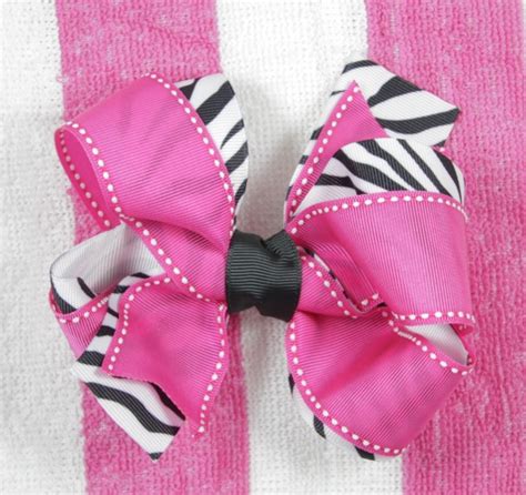 Hot Pink Moonstitch Zebra Print Hair Bow