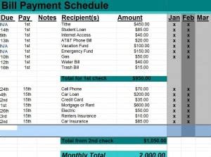 6+ Bill Payment Schedule Templates - Word Excel