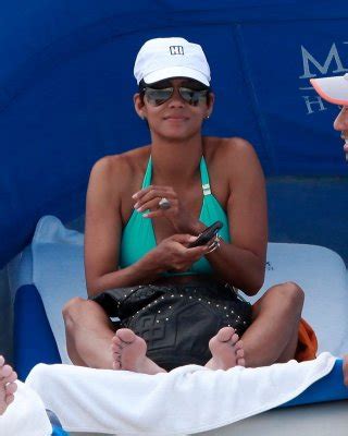 Busty Halle Berry Wearing Tiny Blue Bikini On The Beach Porn Pictures