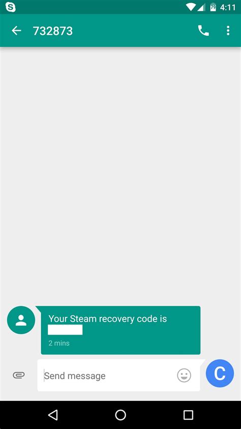 Just got this text message about a Steam recovery code... : Steam