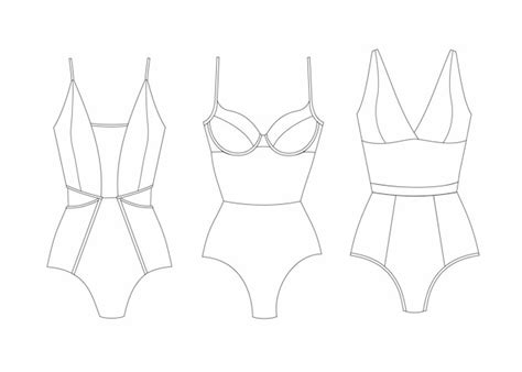 Conjunto de bodysuit conjunto de roupa interior de ilustração vetorial lingerie Vetor Premium