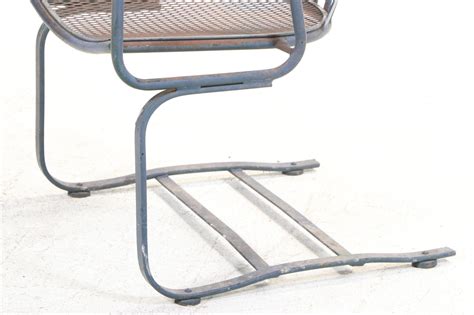 Pair Of Woodard Iron And Wire Mesh Cantilevered Patio Rockers Late