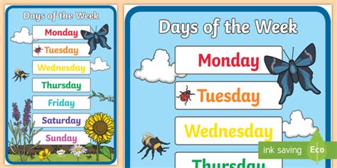 Days Of The Week Poster Free Printable