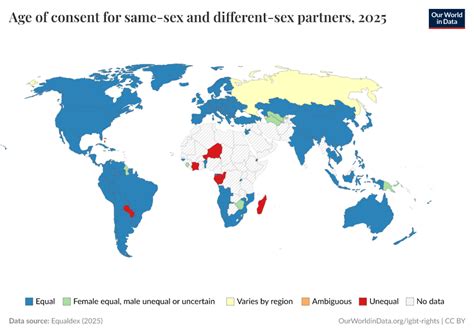 Age Of Consent For Same Sex And Different Sex Partners Our World In Data