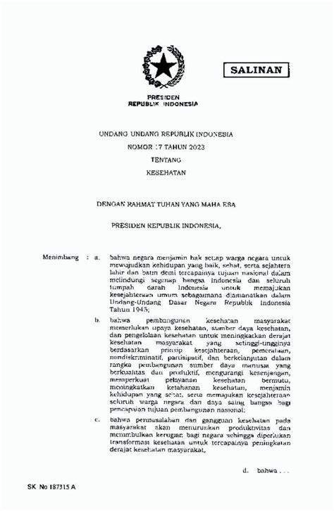 Undang Undang No Tahun Tentang Kesehatan