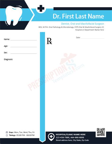 6+ Free Prescription Templates for Dentists in MS Word Format