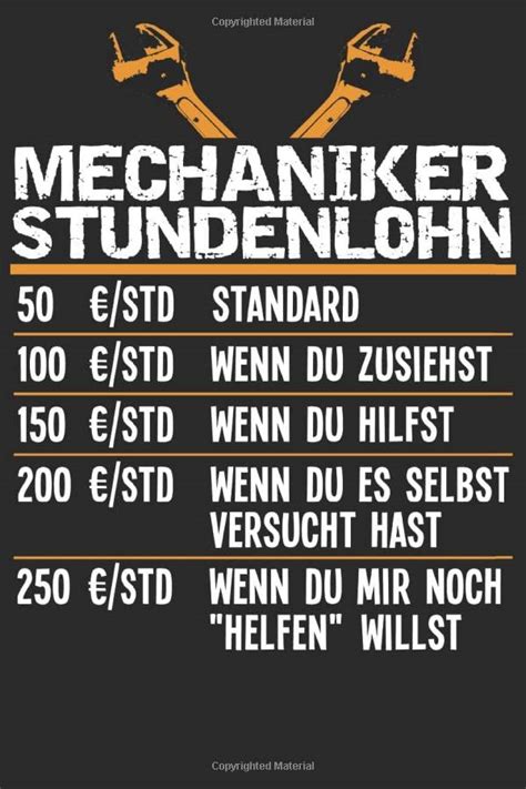 mechaniker stundenlohn mechaniker notizbuch kfz meister sprueche schrauber notizheft lustiges