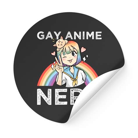 Lgbtq Rainbow Gay Anime Nerd Kawaii Neko Girl Pride Otaku Pullover Stickers Sold By Misfit