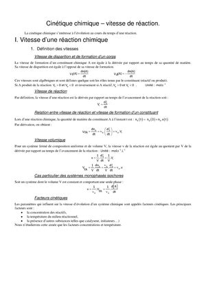Cinétique chimique Exercices 04 TD de Cinétique Chimique L2 Chimie