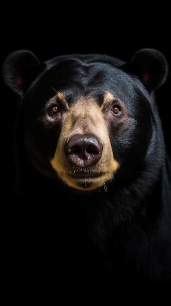 Premium AI Image | A black bear with a brown face and a black nose.