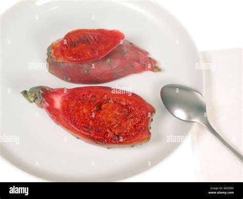Eating The Cactus Fruit Opuntia Ficus Dessert Stock Photo Alamy