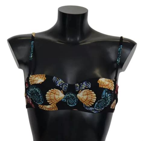 MAILLOTS DE BAIN femmes Dolce Gabbana hauts de bikini imprimés coquillages noirs IT1 XS 350