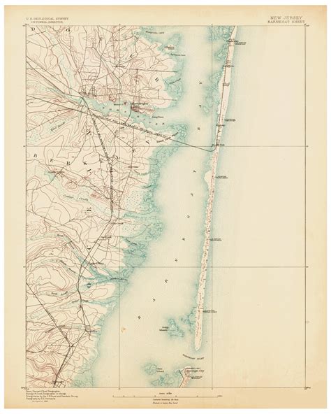 Barnegat, New Jersey 1888 USGS Old Topo Map 15x15 NJ Quad - OLD MAPS