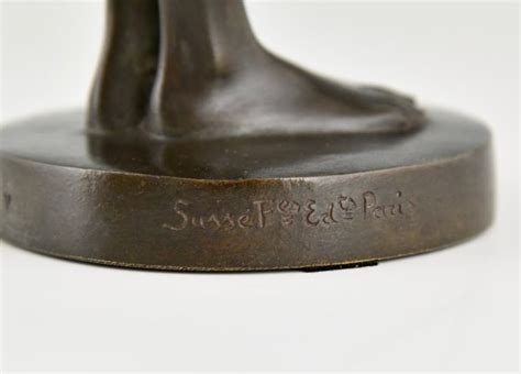 Art Deco Bronze Sculpture Nude Girl With Dove Deconamic