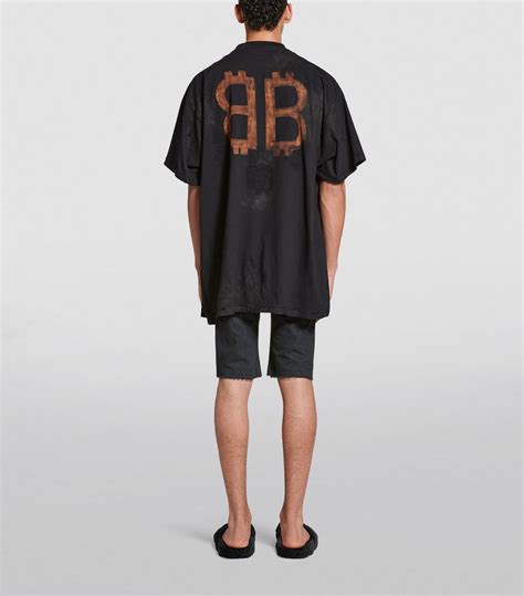 Mens Balenciaga Black Oversized Bb Crypto T Shirt Harrods Uk