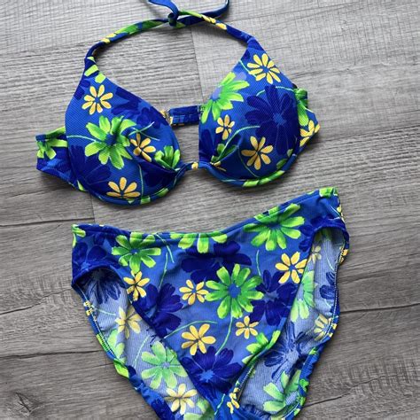 Vintage Blue Floral Bikini Set Make A Splash In Depop
