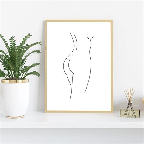 Butt Wall Art Print Line Art One Line Drawing Woman Nude Etsy