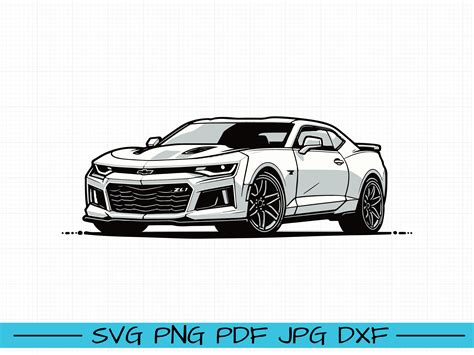 Chevy Camaro Zl1 2018 Svg Cartoon Vector Art Silhouette Etsy