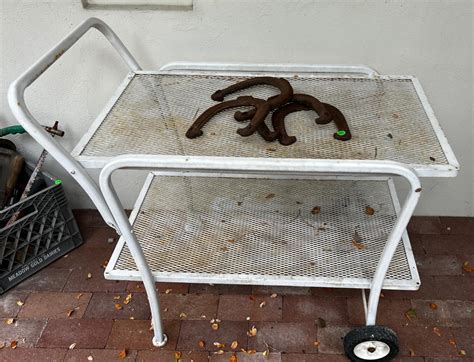 Metal White Tea Cart