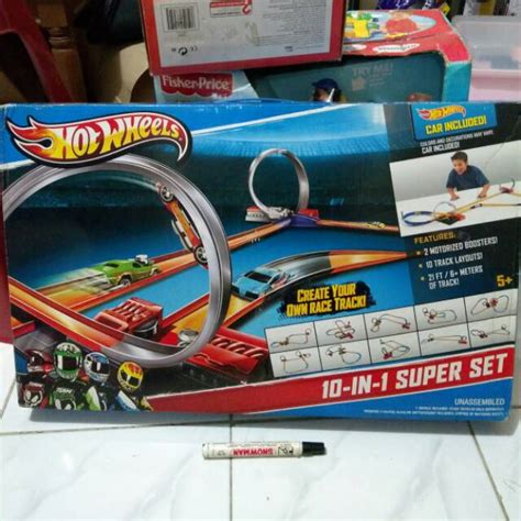 Jual Hot Wheels Track Playset In Super Set Motorized Ori Mattel Shopee Indonesia