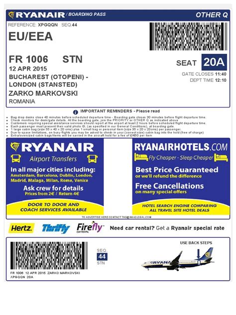 print  boarding pass ryanair printable templates