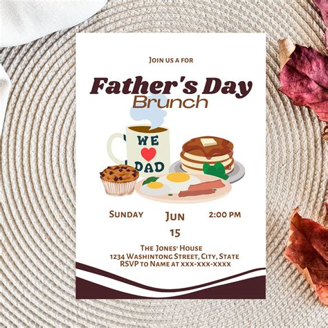 Fathers Day Invite, Father's Day Brunch, Father Day, Fathers Day Card