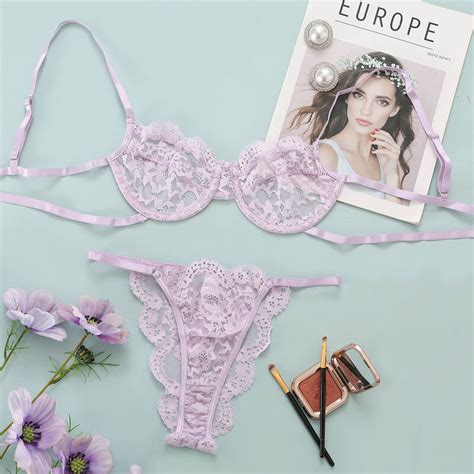 Two Piece Underwear Suit Underwear Set Beautiful Back Bra Lace Sexy Lingerie Gather Push Up