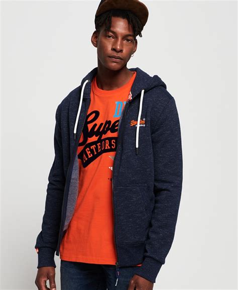 Mens Orange Label Classic Zip Hoodie In Classic Navy Feeder Superdry Uk