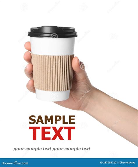 Café Para Ir Mulher Segurando Uma Xícara De Papel Tampa De