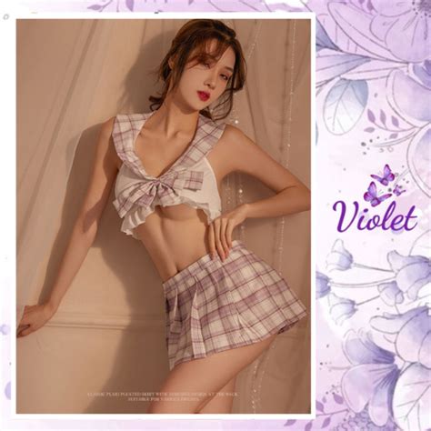 Jual Violet Set Lingerie Cosplay Kostum Model Pelajar Cosplay Seksi Japan Student Shopee