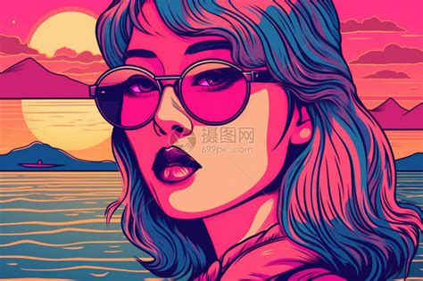 孟菲斯风格的女孩插画图片下载 正版图片600350772 摄图网
