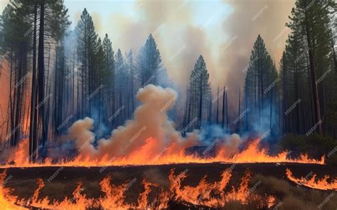 Premium Photo | Forest fire heatwave causes forest burning rapidly and destroyed silhouette ...