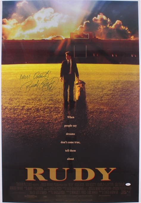 Rudy Ruettiger Signed Rudy 27" x 40" Movie Poster Photo Inscribed "Never Quit!" (JSA COA ...