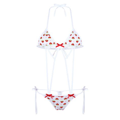 Women Self Tie Micro V String Bikini Set Mini Thong Lingerie Adjustable Swimwear EBay