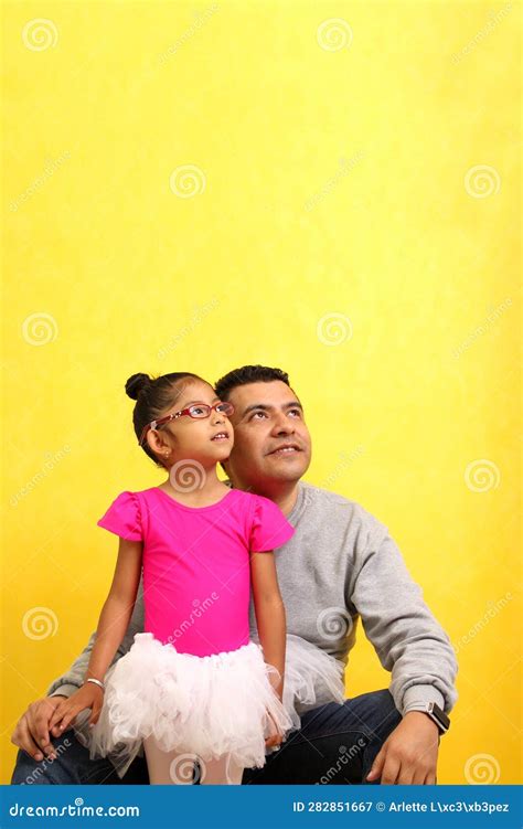 Dad Plays With His 4 Year Old Brunette Latina Daughter Dressed As A Ballerina In A Tutu