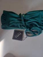 ZAFUL V Wired Ruffle Ribbed Bandeau Bikini Swimwear In LIGHT GREEN ZAFUL