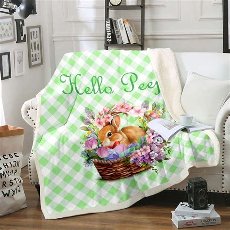 Yst Cute Bunny Throw Blanket Queen X Easter Theme Fleece Blanket